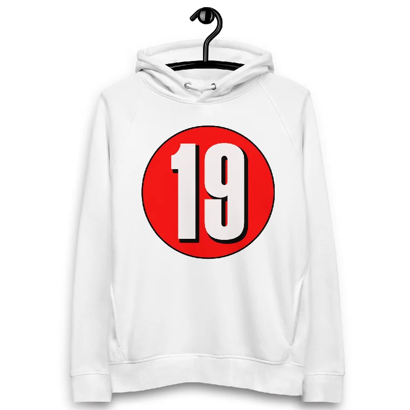 Unisex pullover hoodie: White on Red 19