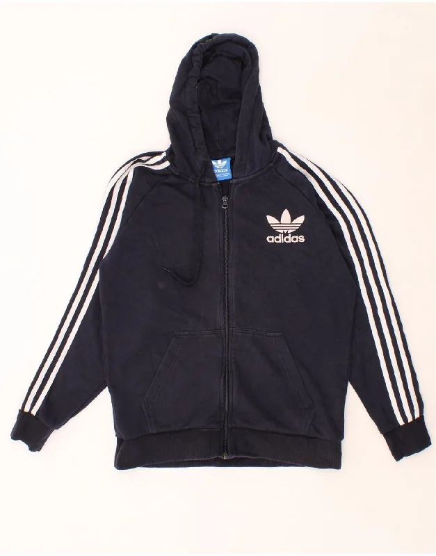 ADIDAS Mens Graphic Zip Hoodie Sweater Medium Navy Blue Cotton