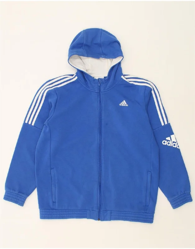 ADIDAS Mens Graphic Zip Hoodie Sweater XL Blue Cotton