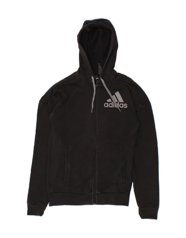 ADIDAS Mens Graphic Zip Hoodie Sweater XS Black Cotton