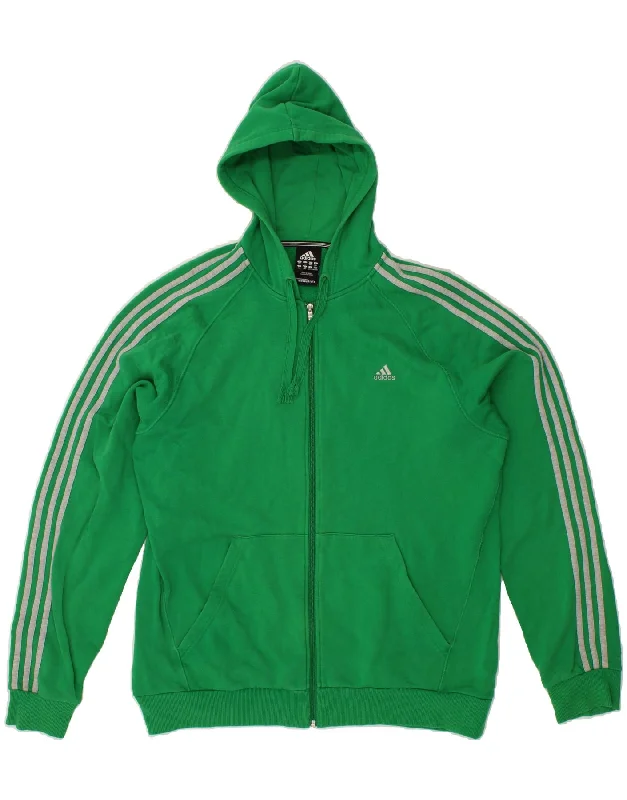 ADIDAS Mens Zip Hoodie Sweater 2XL Green Cotton