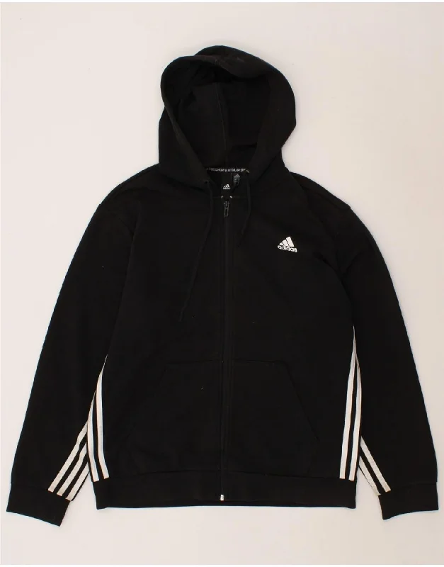 ADIDAS Mens Zip Hoodie Sweater Medium Black Cotton