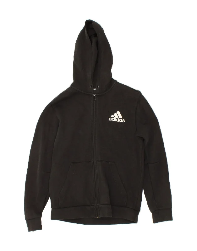 ADIDAS Mens Zip Hoodie Sweater Medium Black Cotton