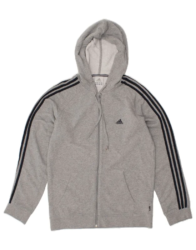 ADIDAS Mens Zip Hoodie Sweater Medium Grey