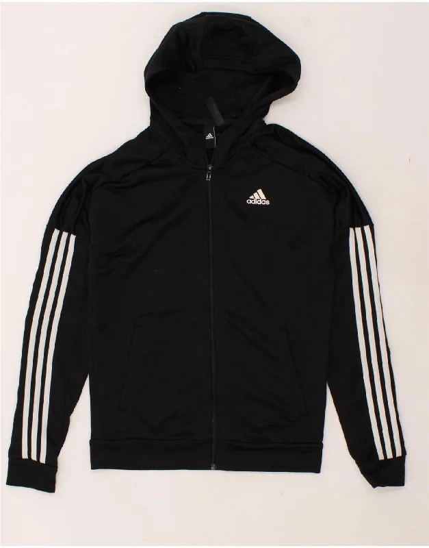 ADIDAS Mens Zip Hoodie Sweater Small Black Polyester