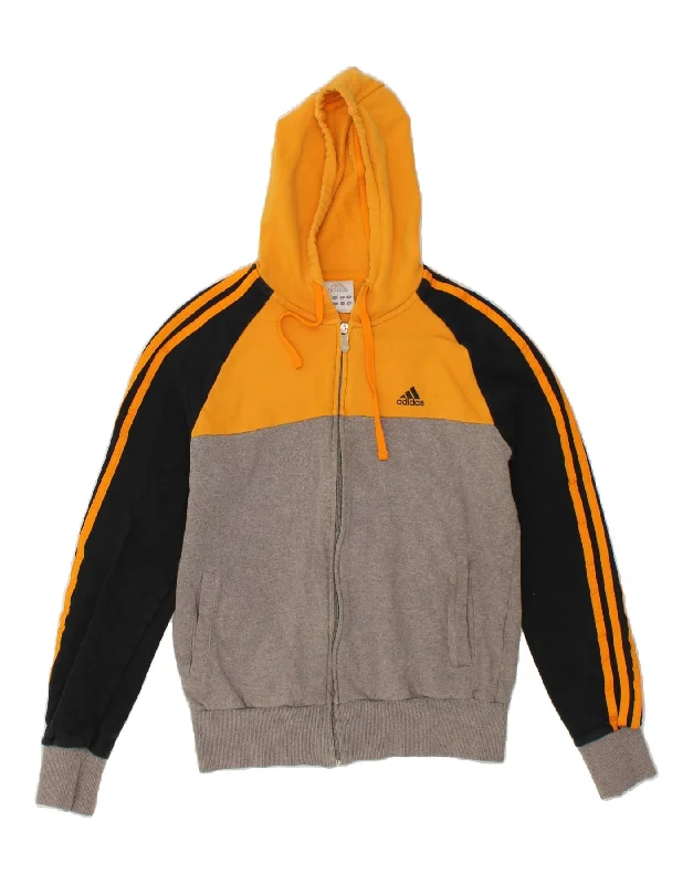 ADIDAS Mens Zip Hoodie Sweater UK 36/38 Small Yellow Colourblock Cotton