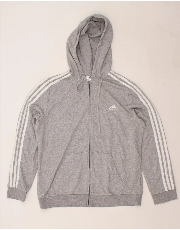 ADIDAS Womens Zip Hoodie Sweater UK 20/22 XL Grey Cotton