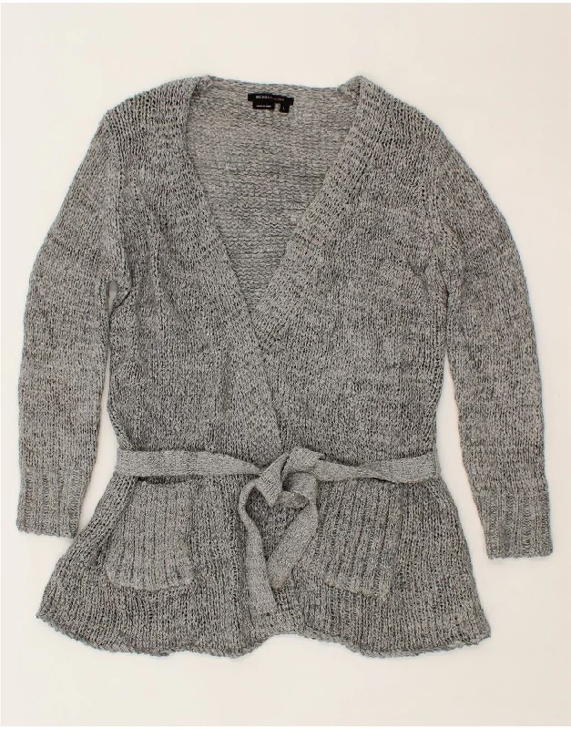 BCBGMAXAZRIA Womens Cardigan Sweater UK 16 Large Grey Acrylic Hooded Cardigan Collared Cardigan Shawl Collar