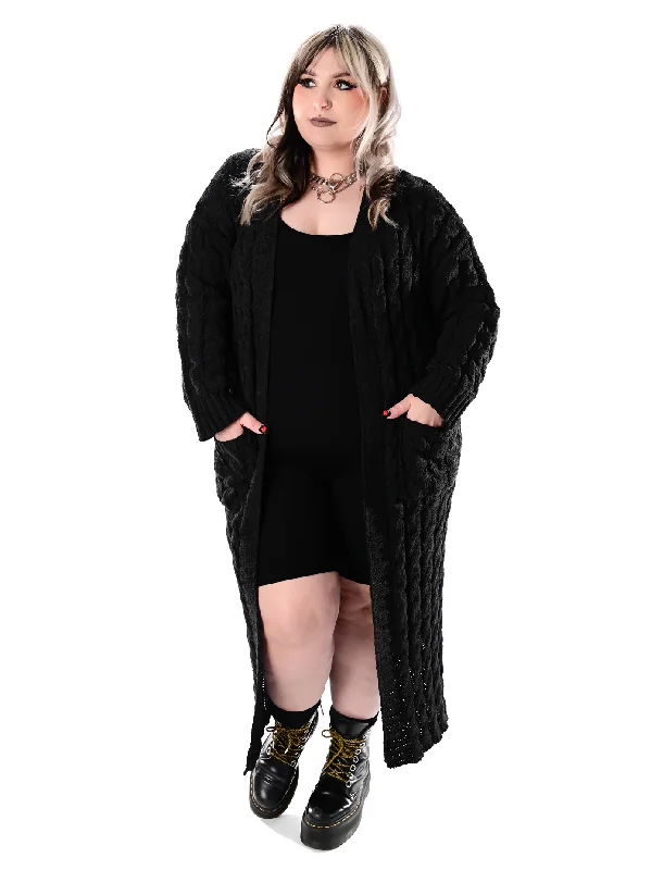 Cable Knit Cardigan Duster FOXBLOOD Sequined Glittery Shiny