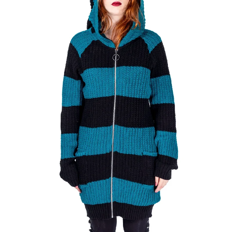 ESTHER CARDIGAN - BLACK/Green Herringbone Houndstooth Plaid