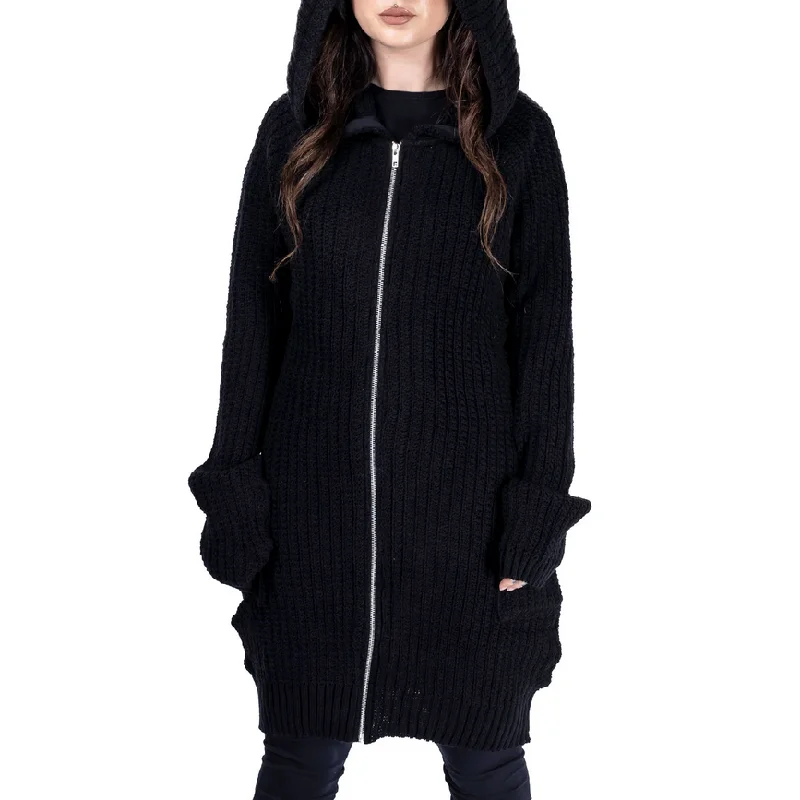 ESTHER CARDIGAN - BLACK Solid Print Embellished
