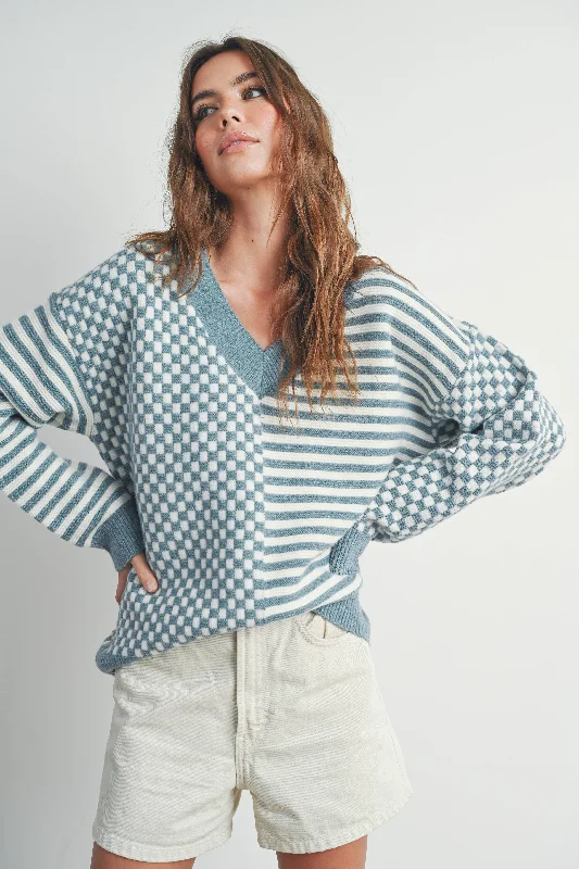 Checker Sweater- Blue