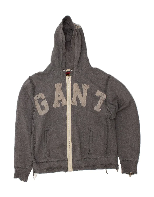 GANT Mens Graphic Zip Hoodie Sweater XL Grey Cotton