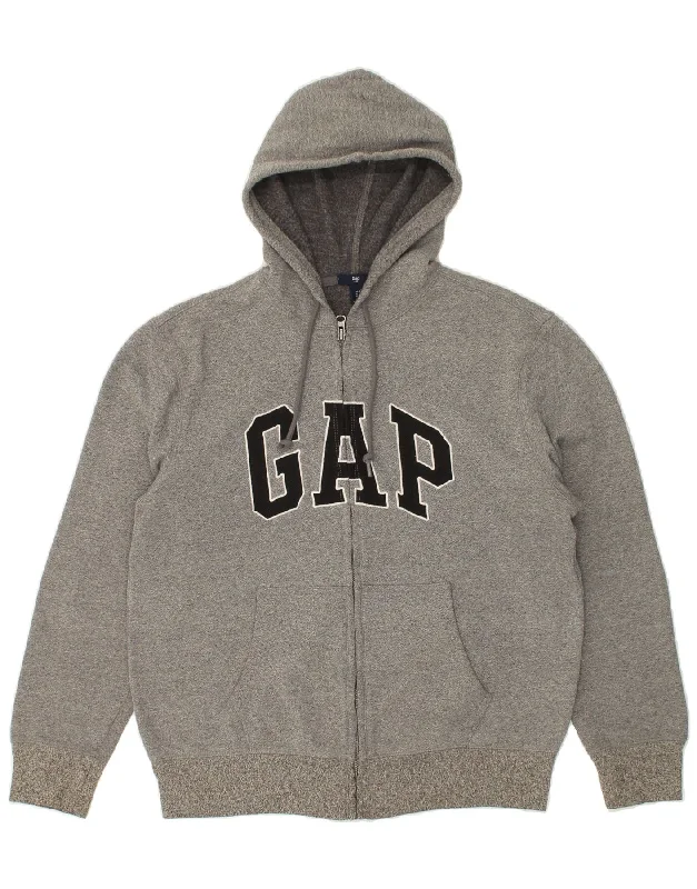 GAP Mens Graphic Zip Hoodie Sweater Medium Grey Polyester