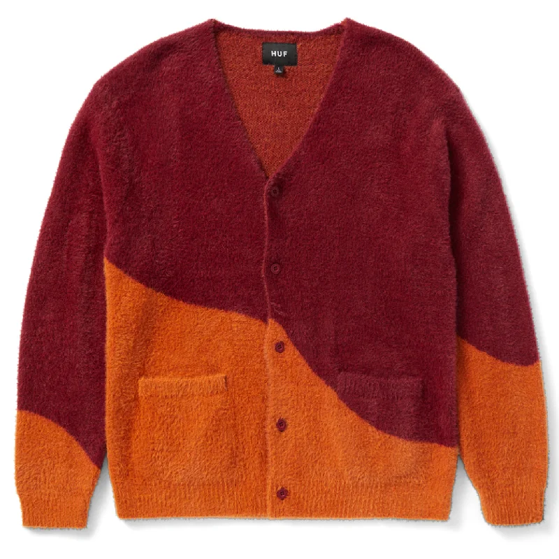 Huf Womens Merged Cardigan Berry Open Front Closed Front Wrap Front
