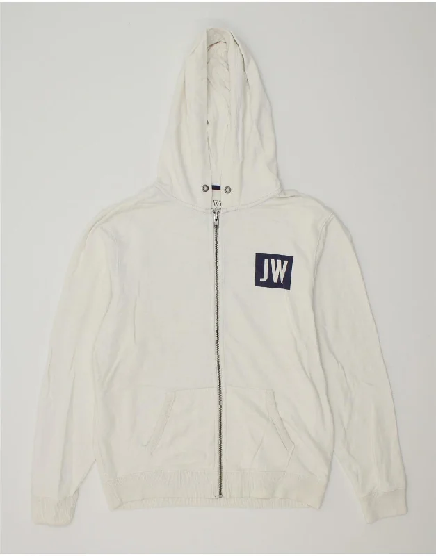 JACK WILLS Womens Graphic Zip Hoodie Sweater UK 18 XL White Cotton