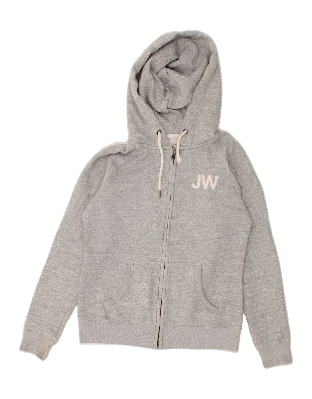 JACK WILLS Womens Zip Hoodie Sweater UK 10 Small  Grey Cotton