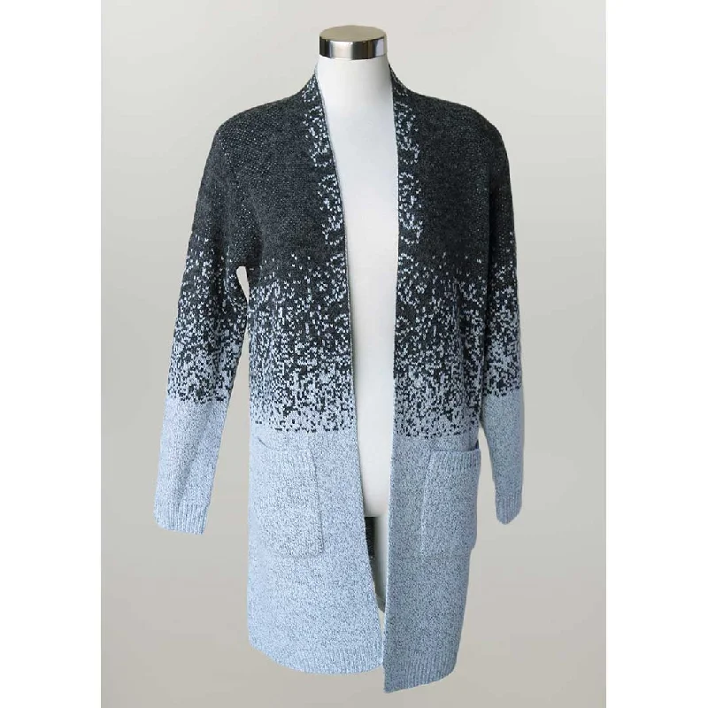 Keren Hart Women's Ombre Snowfall Print Cardigan Cotton Fabric Linen Fabric Terry Fabric
