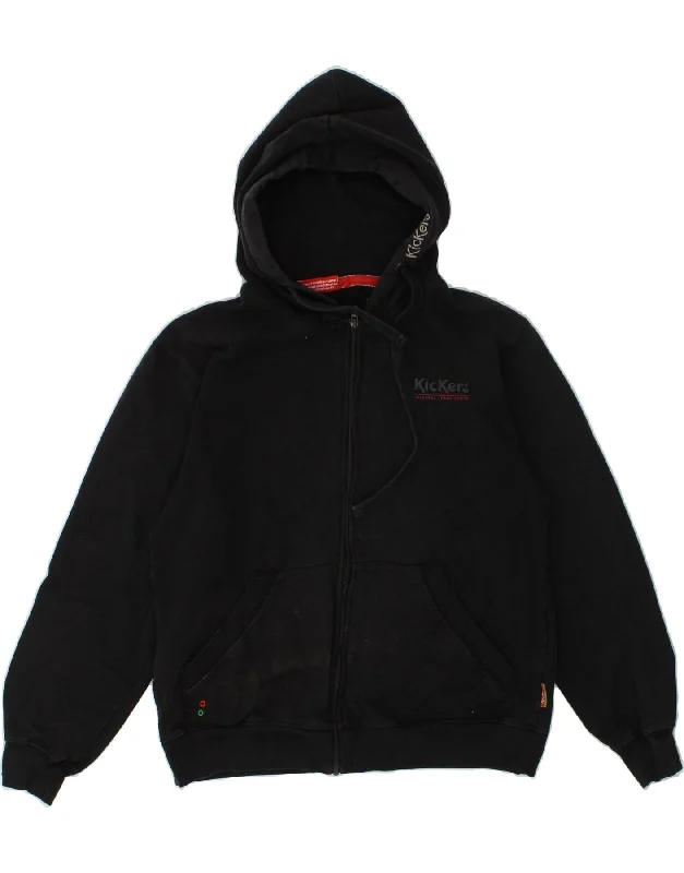 KICKERS Mens Graphic Zip Hoodie Sweater Large Black Cotton