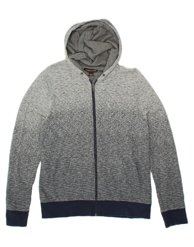 MICHAEL KORS Mens Zip Hoodie Sweater Large Grey Flecked Cotton