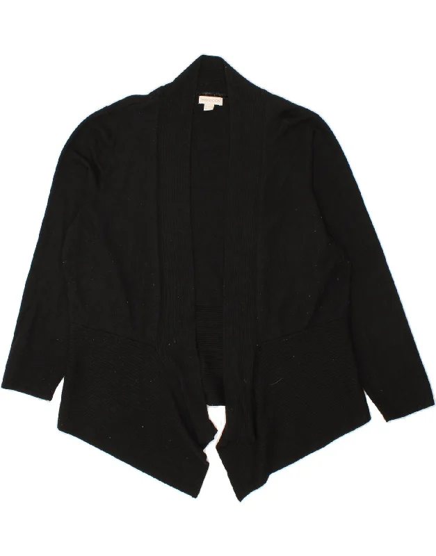 MONSOON Womens Open Cardigan Sweater UK 22 3XL Black Viscose Fleece Cardigan Nylon Polyester