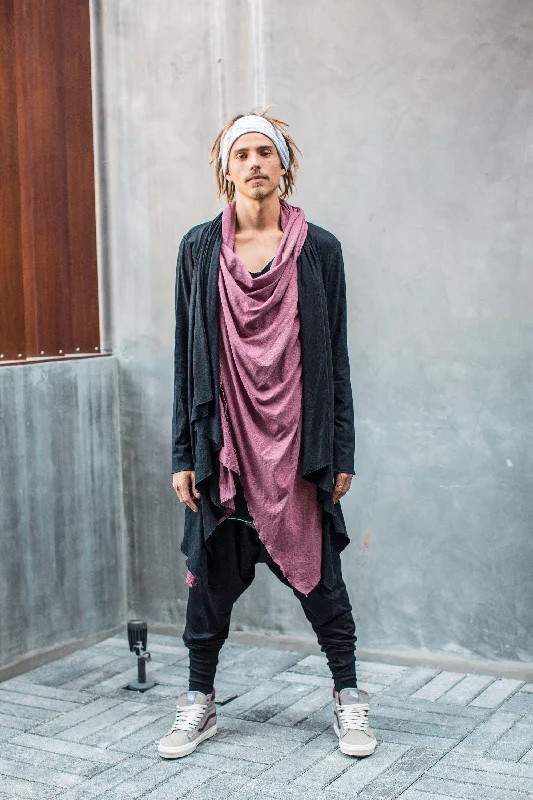 NEW MOON - Long Sleeve Hooded Double Layered Cardigan Polka Dot Checkered Tartan