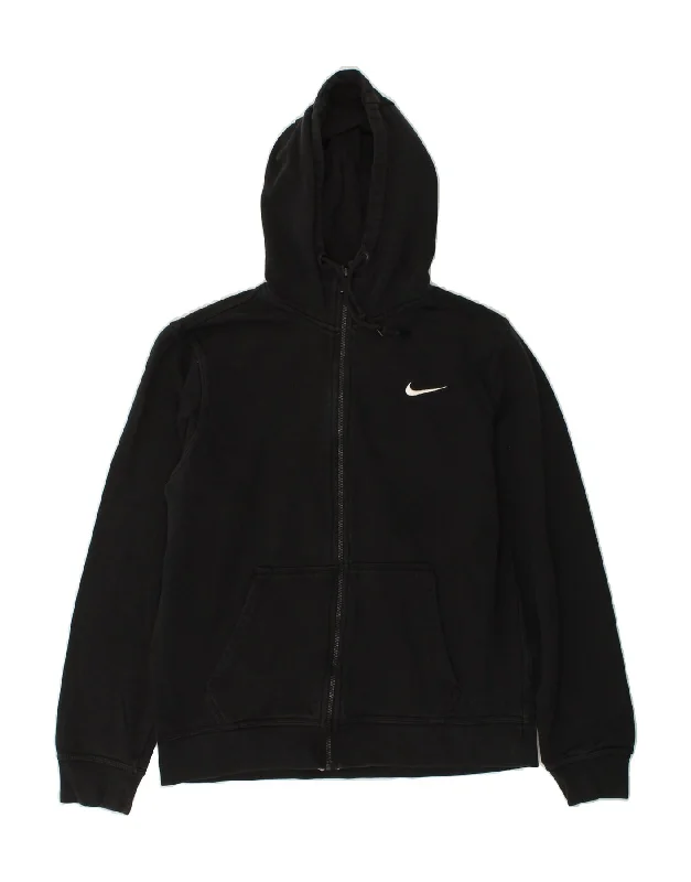 NIKE Mens Zip Hoodie Sweater Medium Black Cotton