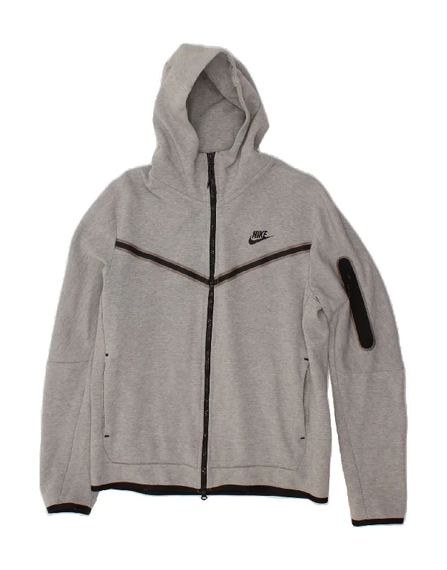 NIKE Mens Zip Hoodie Sweater Medium Grey Cotton