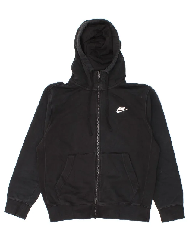 NIKE Womens Oversized Zip Hoodie Sweater UK 10 Small Black Cotton