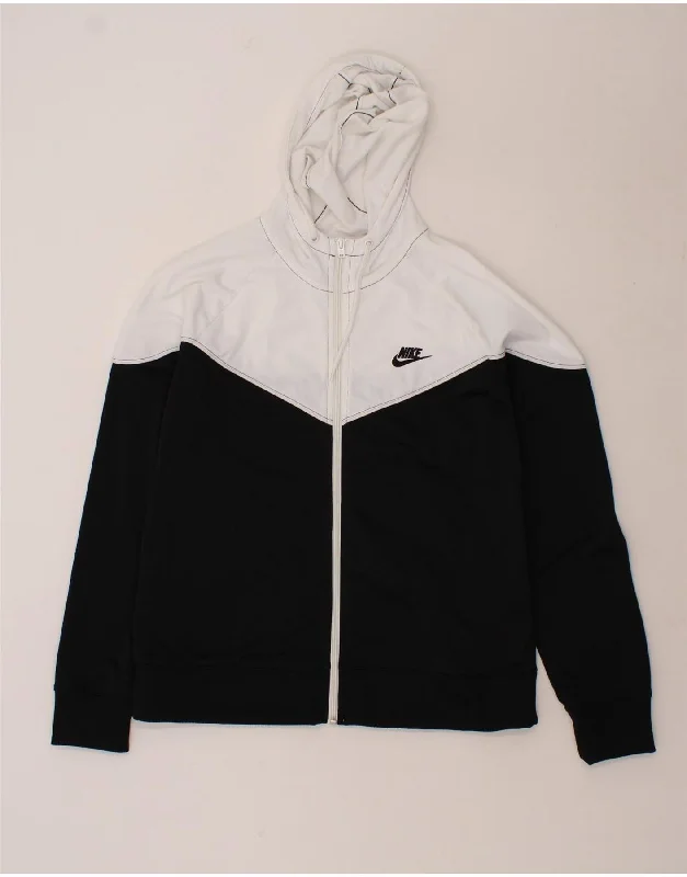 NIKE Womens Zip Hoodie Sweater UK 18 XL Black Colourblock Polyester