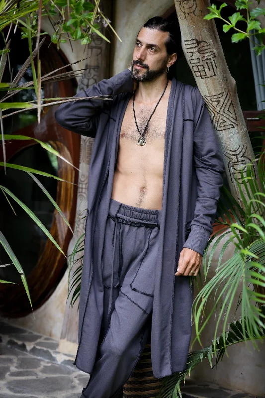 NORTHENER Cardigan - Long-sleeve Cotton Kimono Cape Cloak Cashmere Blend Cotton Blend Poly Blend