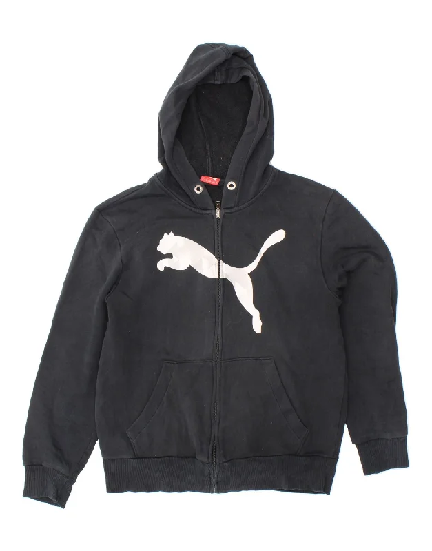 PUMA Mens Graphic Zip Hoodie Sweater Small Black Cotton