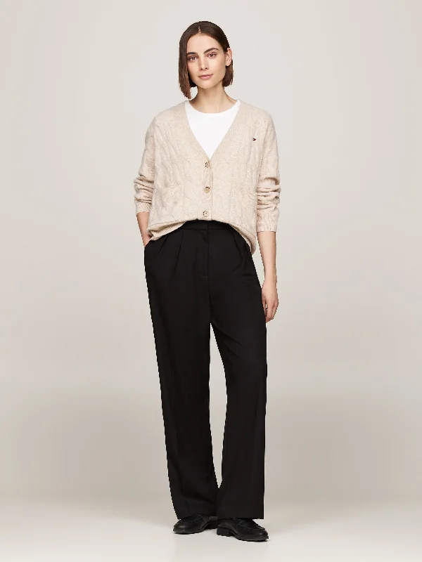 Pure Wool Oversized V-Neck Cardigan Crew Neck V-Neck Turtle Neck