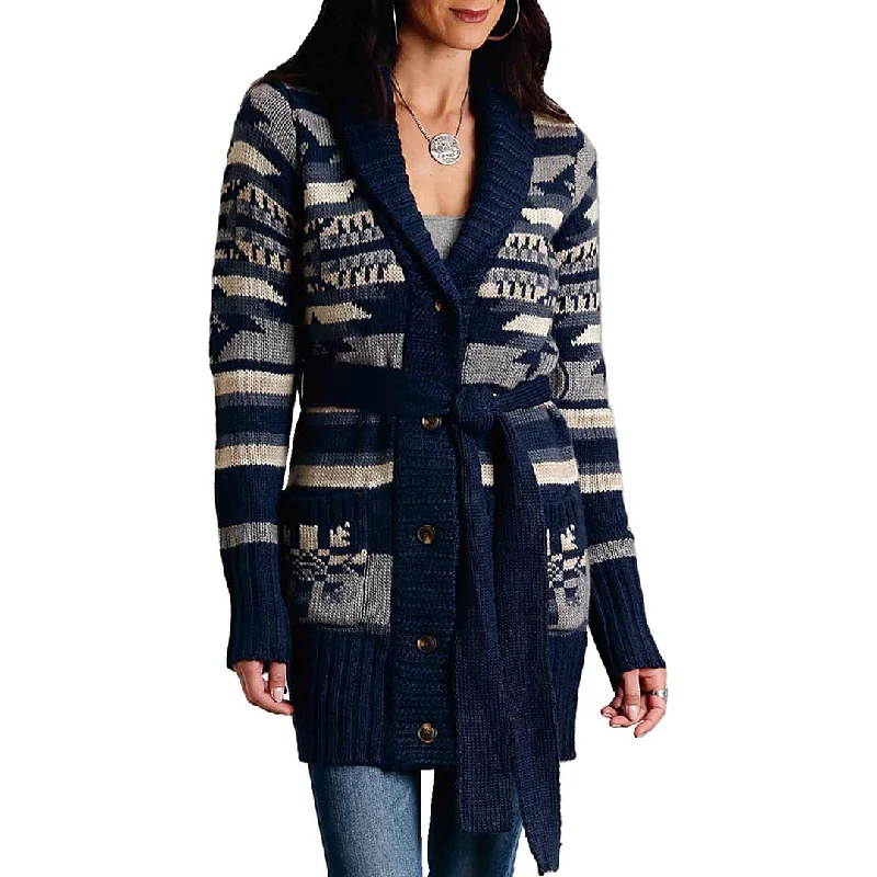 Stetson Women's Aztec Belted Cardigan Embroidered Appliqued Beaded