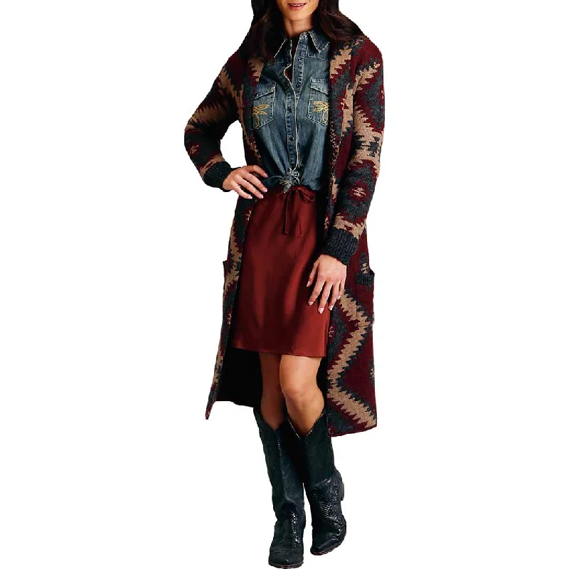Stetson Women's Aztec Belted Duster Cardigan Glossy Satin Silk