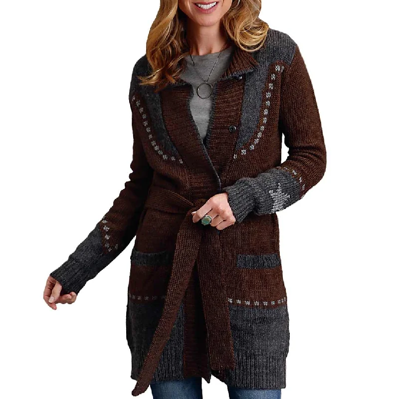 Stetson Women's Vintage Steer Head Cardigan Velvet Chenille Corduroy