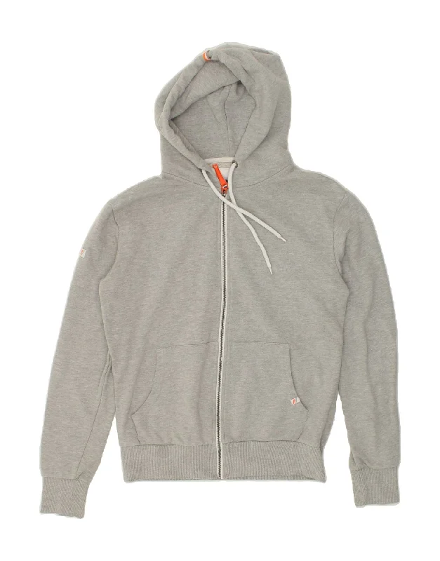 SUPERDRY Womens Zip Hoodie Sweater UK 16 Large Grey Cotton