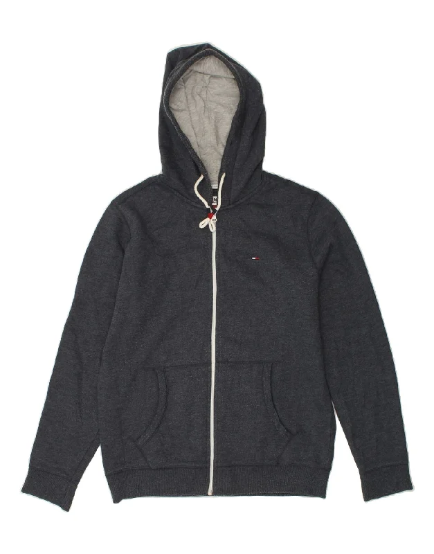 TOMMY HILFIGER Mens Regular Fit Zip Hoodie Sweater Large Navy Blue Cotton