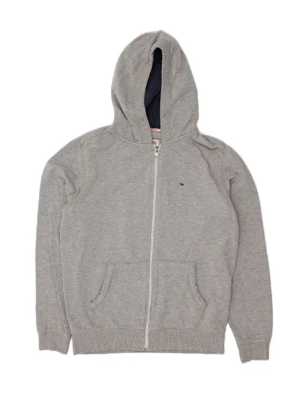 TOMMY HILFIGER Mens Zip Hoodie Sweater Medium Grey Cotton