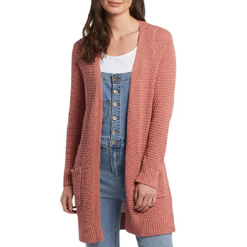 Tribal Women's Open Front Cotton Cardigan Houndstooth Herringbone Solid