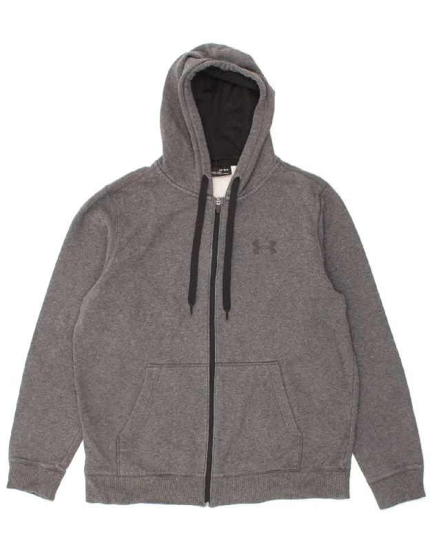 UNDER ARMOUR Mens Cold Gear Zip Hoodie Sweater Large Grey Cotton