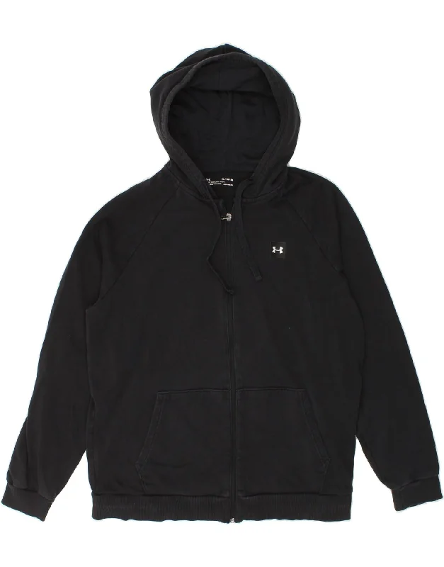 UNDER ARMOUR Mens Tall Zip Hoodie Sweater XL Black Cotton