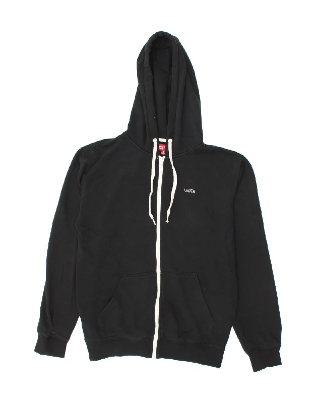 VANS Mens Zip Hoodie Sweater Small Black Cotton