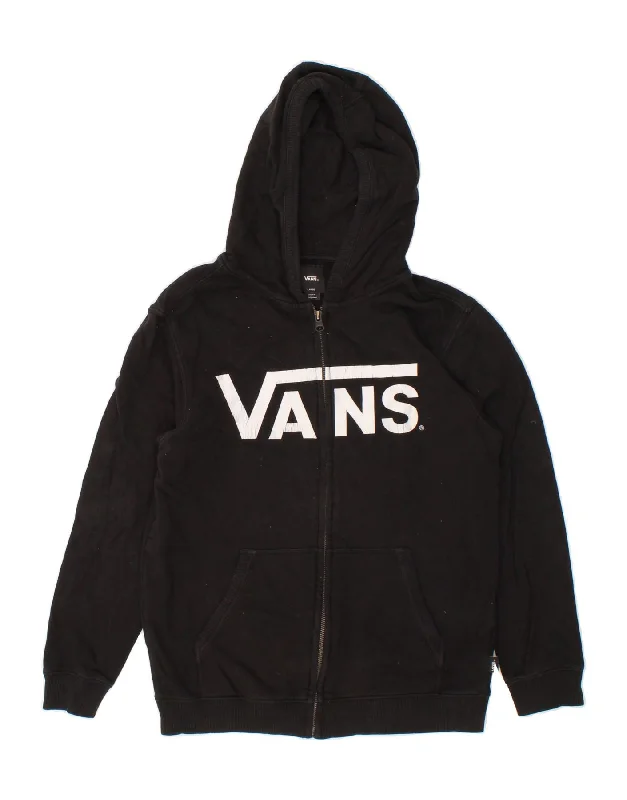 VANS Womens Graphic Zip Hoodie Sweater UK 16 Large Black Cotton