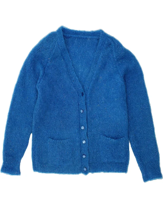VINTAGE Womens Cardigan Sweater UK 14 Large Blue Button Cardigan Zip Cardigan Pullover Cardigan