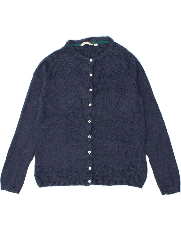 VINTAGE Womens Cardigan Sweater UK 16 Large  Navy Blue Cotton Casual Formal Business