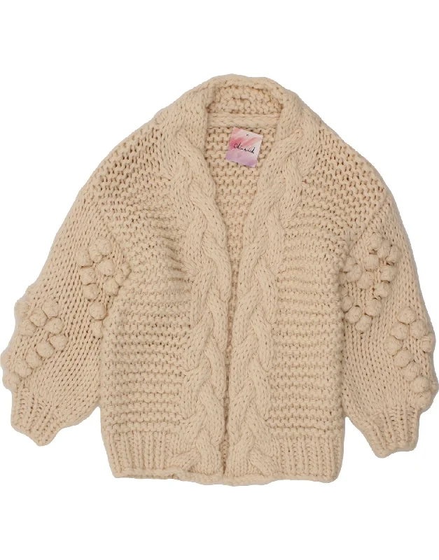VINTAGE Womens Cardigan Sweater UK 18 XL Off White Wool Mesh Fabric Canvas Fabric Denim Fabric