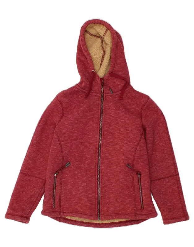 WEIRD FISH Womens Sherpa Zip Hoodie Sweater UK 12 Medium  Red Cotton