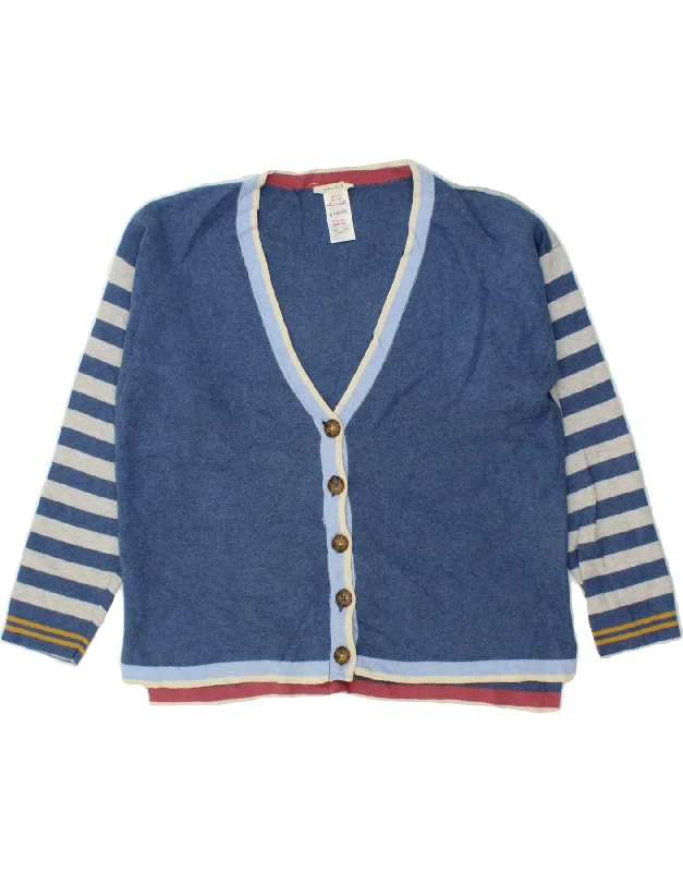 WHITE STUFF Womens Cardigan Sweater UK 12 Medium  Blue Colourblock Cotton Soft Cozy Warm