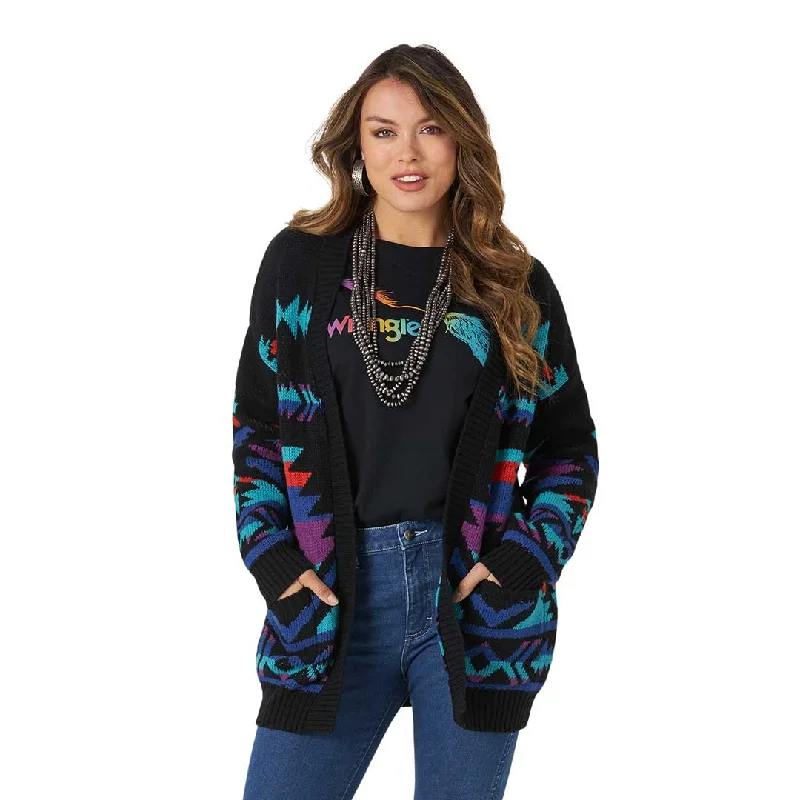 Wrangler Women's Retro Aztec Slouchy Cardigan Fleece Fabric Down Fabric Feather Fabric